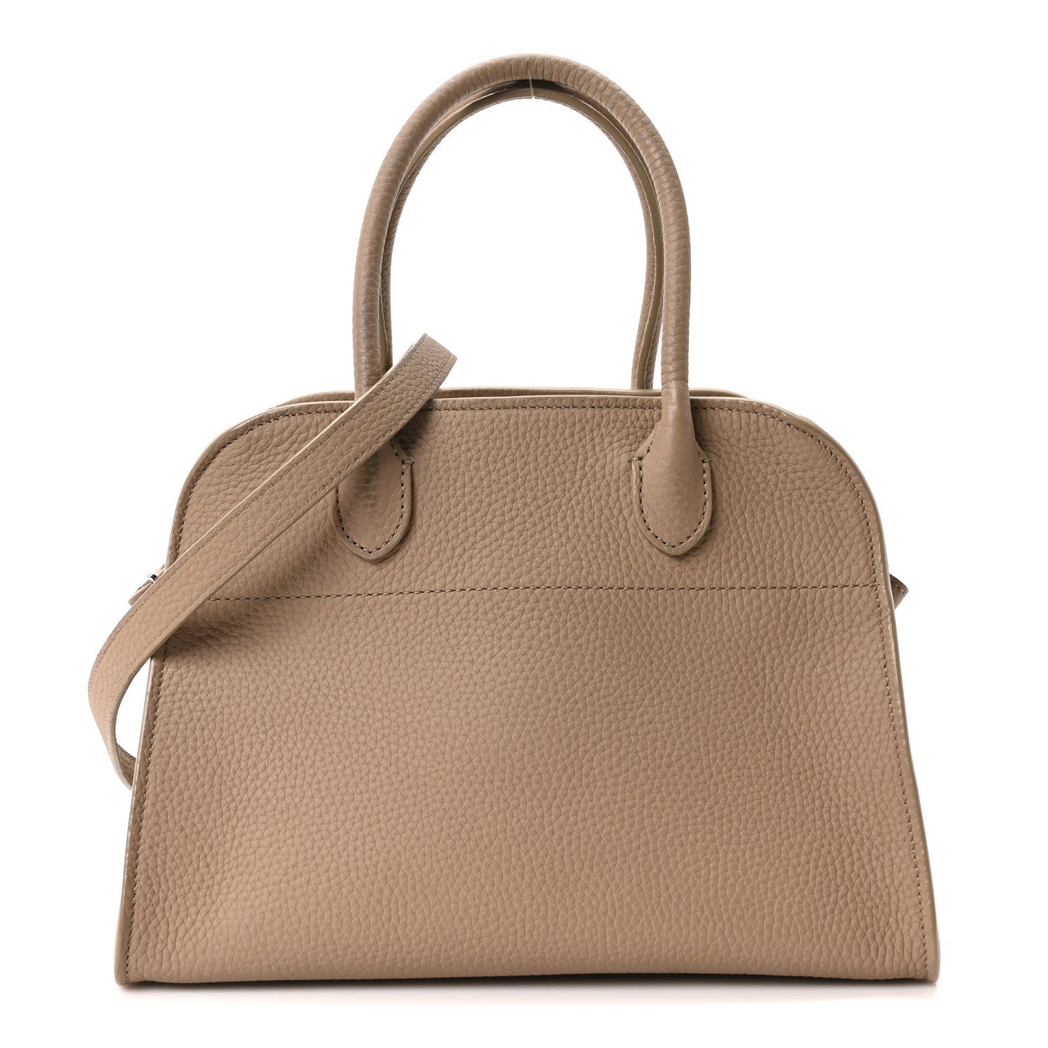 The Row Grained Calfskin Soft Margaux 10 Bag Dark Taupe