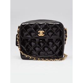 Chanel Black Quilted Patent Leather Square Front Pocket Camera Bag