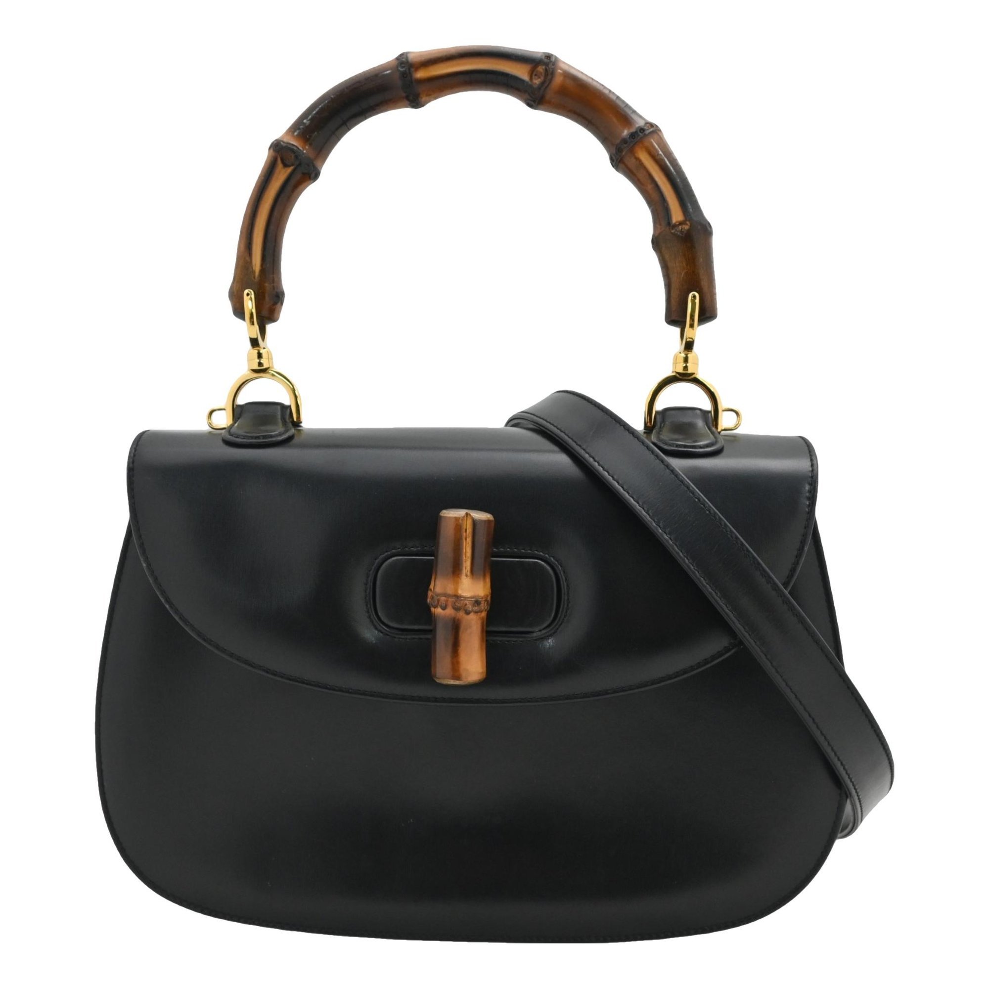 Convertible Bamboo Top Handle leather handbag