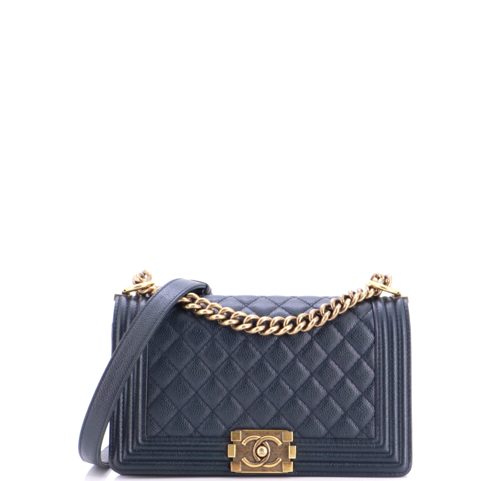 Boy Flap Bag Quilted Caviar Old Medium