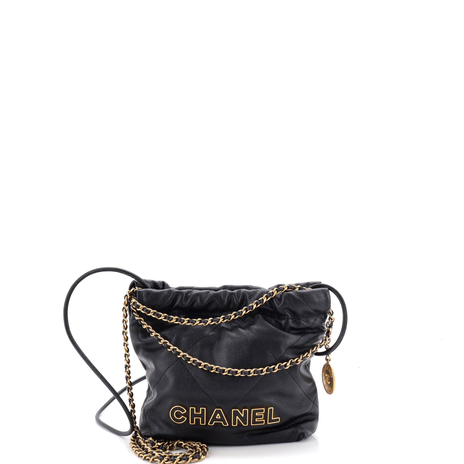 22 Chain Hobo Quilted Caviar Mini
