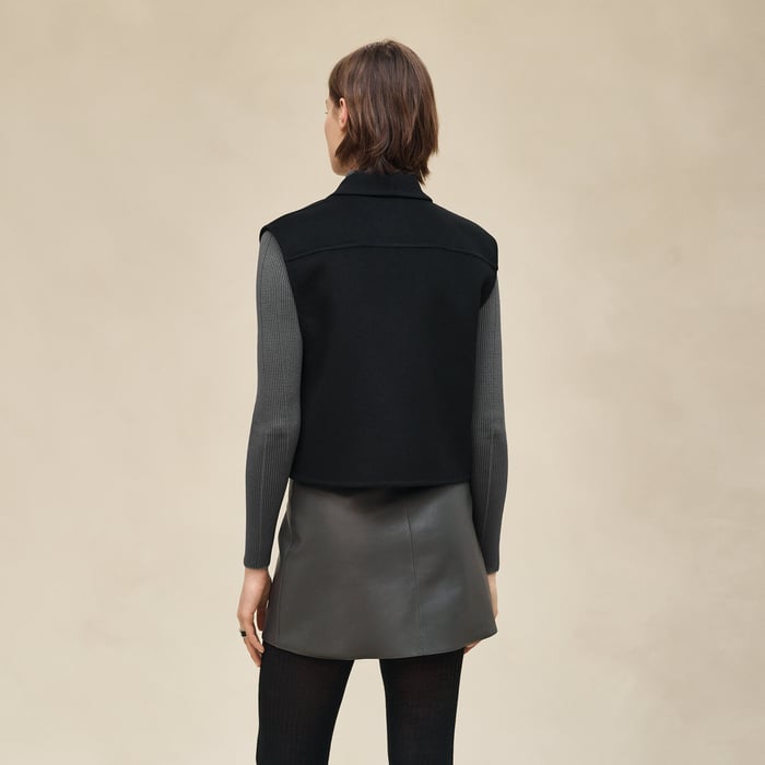 Noir Cashmere Sleeveless Short Vest
