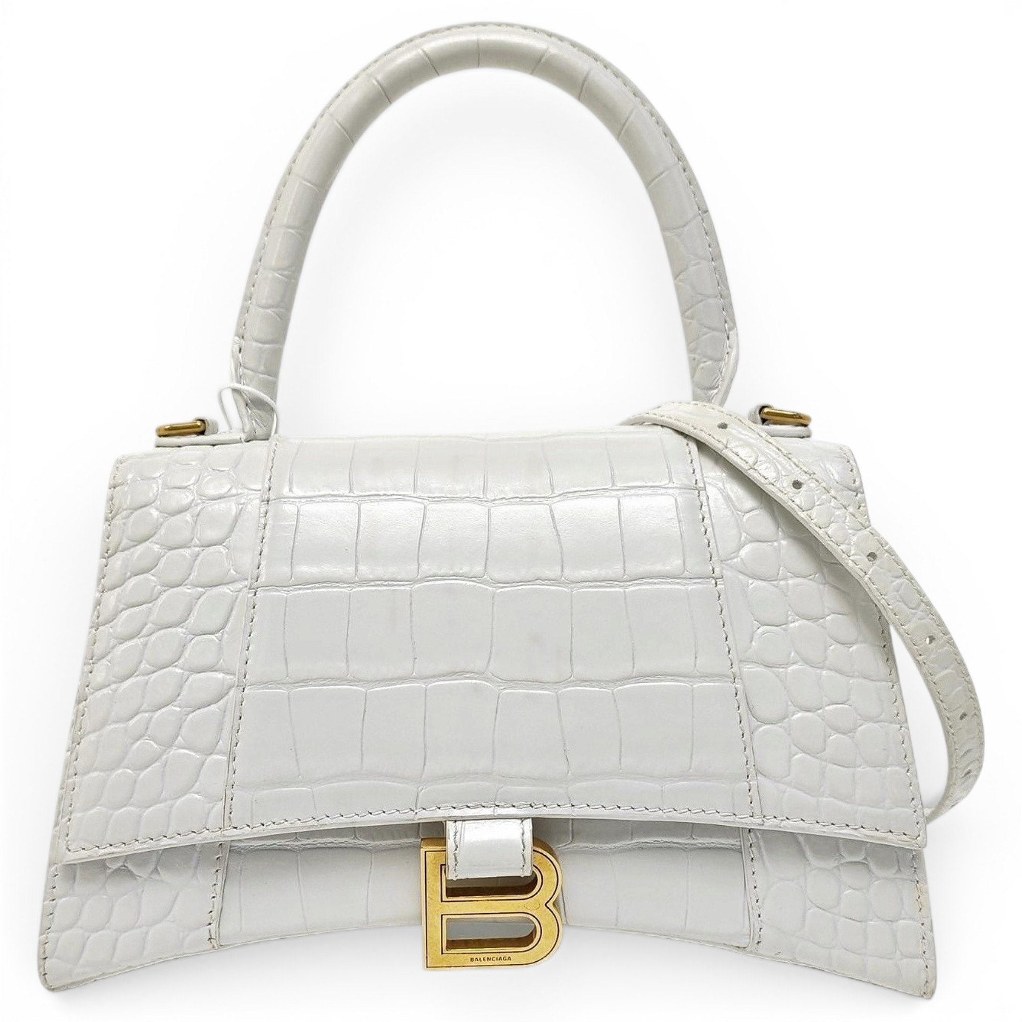 Hourglass leather handbag
