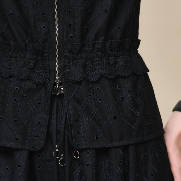 Noir Sleeveless Embroidered Blouse