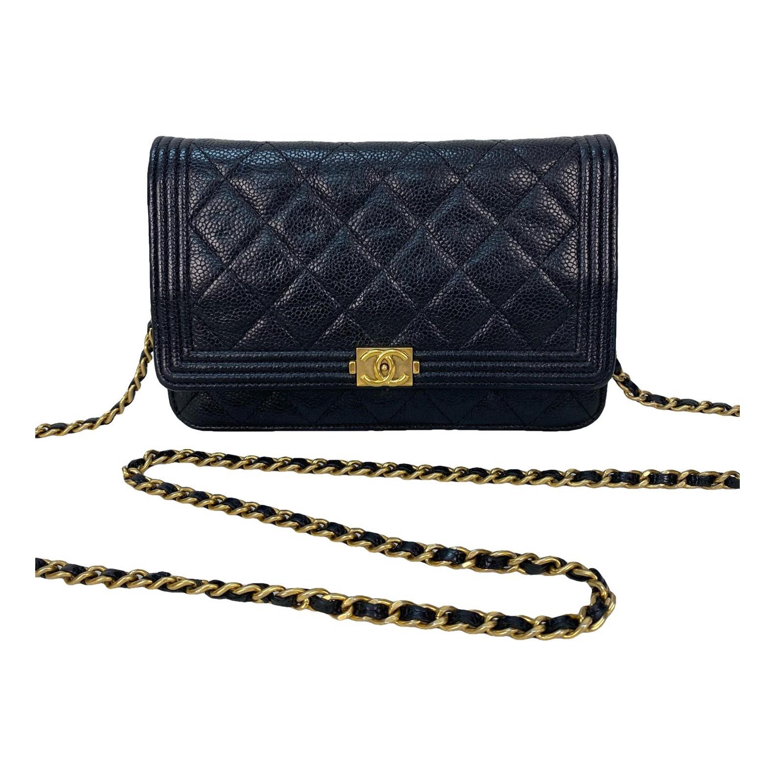 Wallet On Chain Boy Half Flap leather crossbody bag