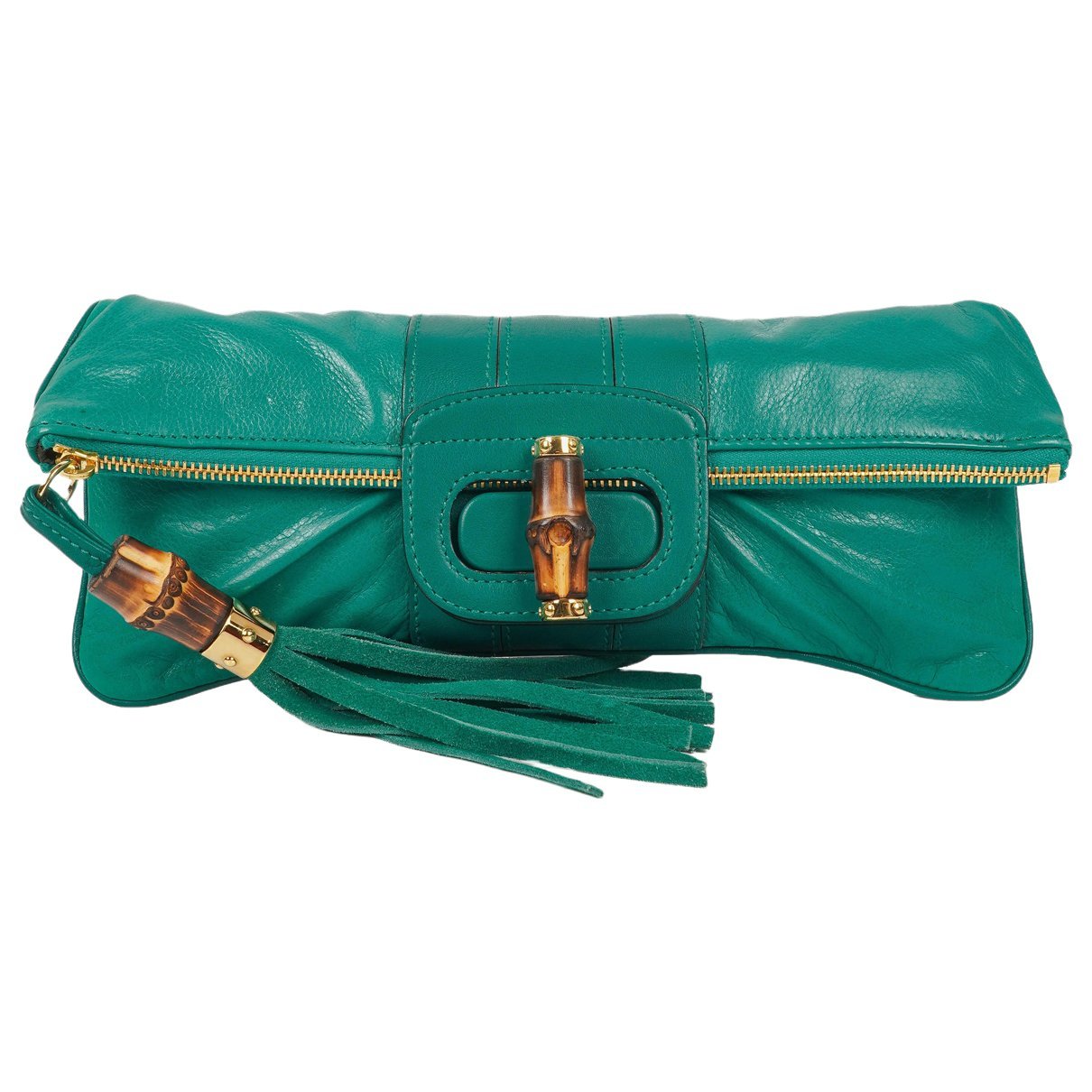 Bamboo leather clutch bag