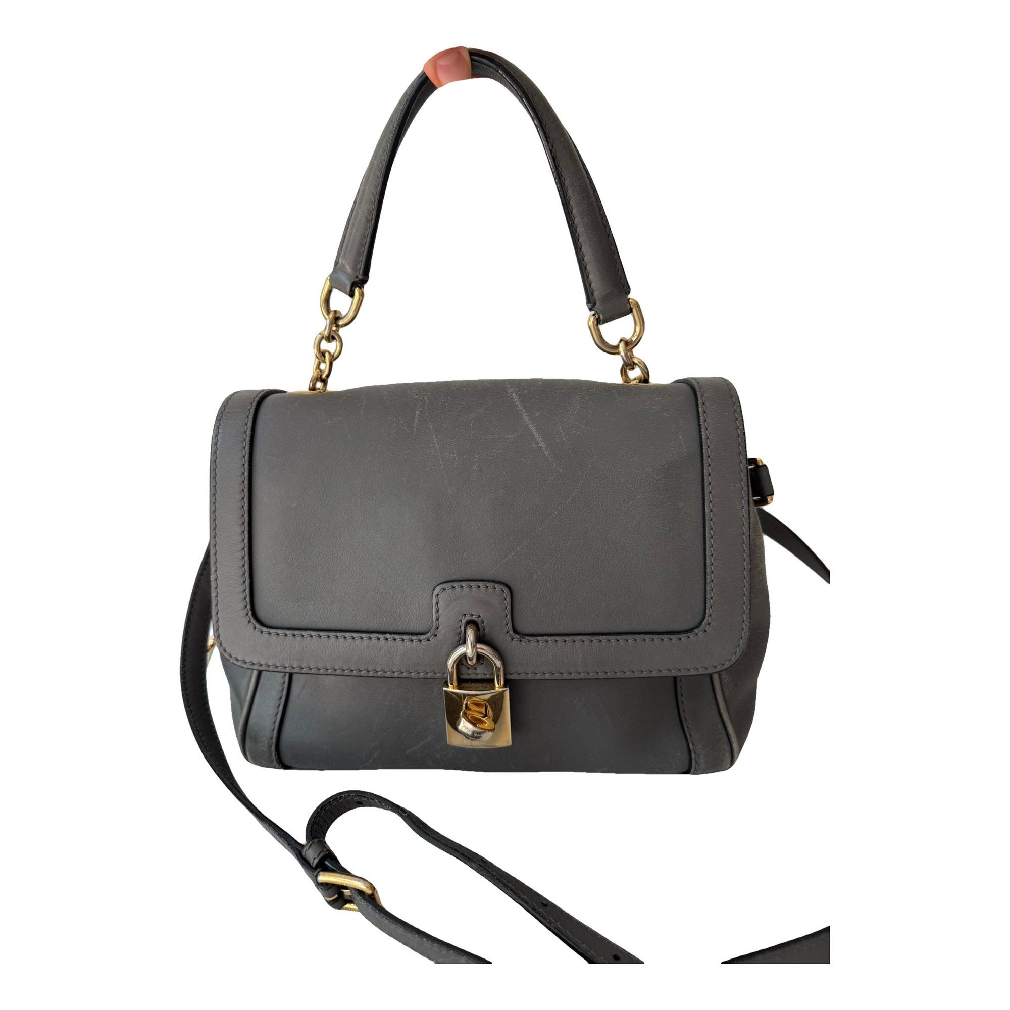 希少 Dolce & Gabbana グレー レザー ショルダーバッグ レオパー Dolce & Gabbana bag Grey | BagUSeek