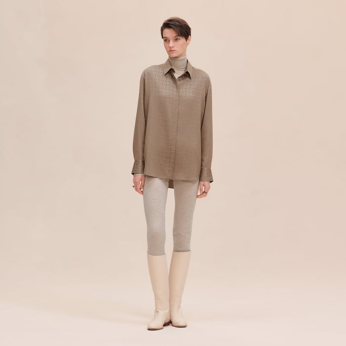 "Mosaique" Ascot Collar Shirt