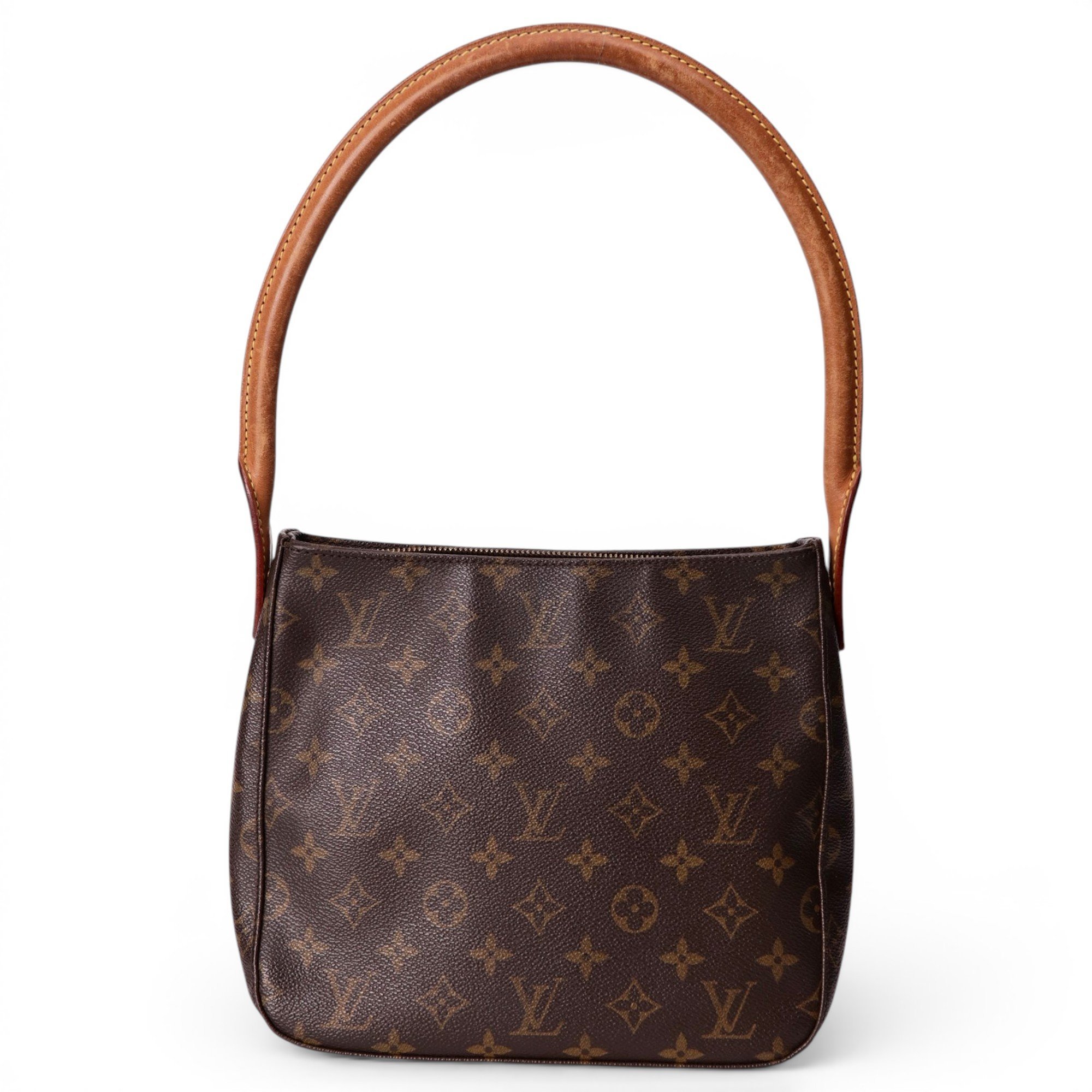 Looping patent leather handbag