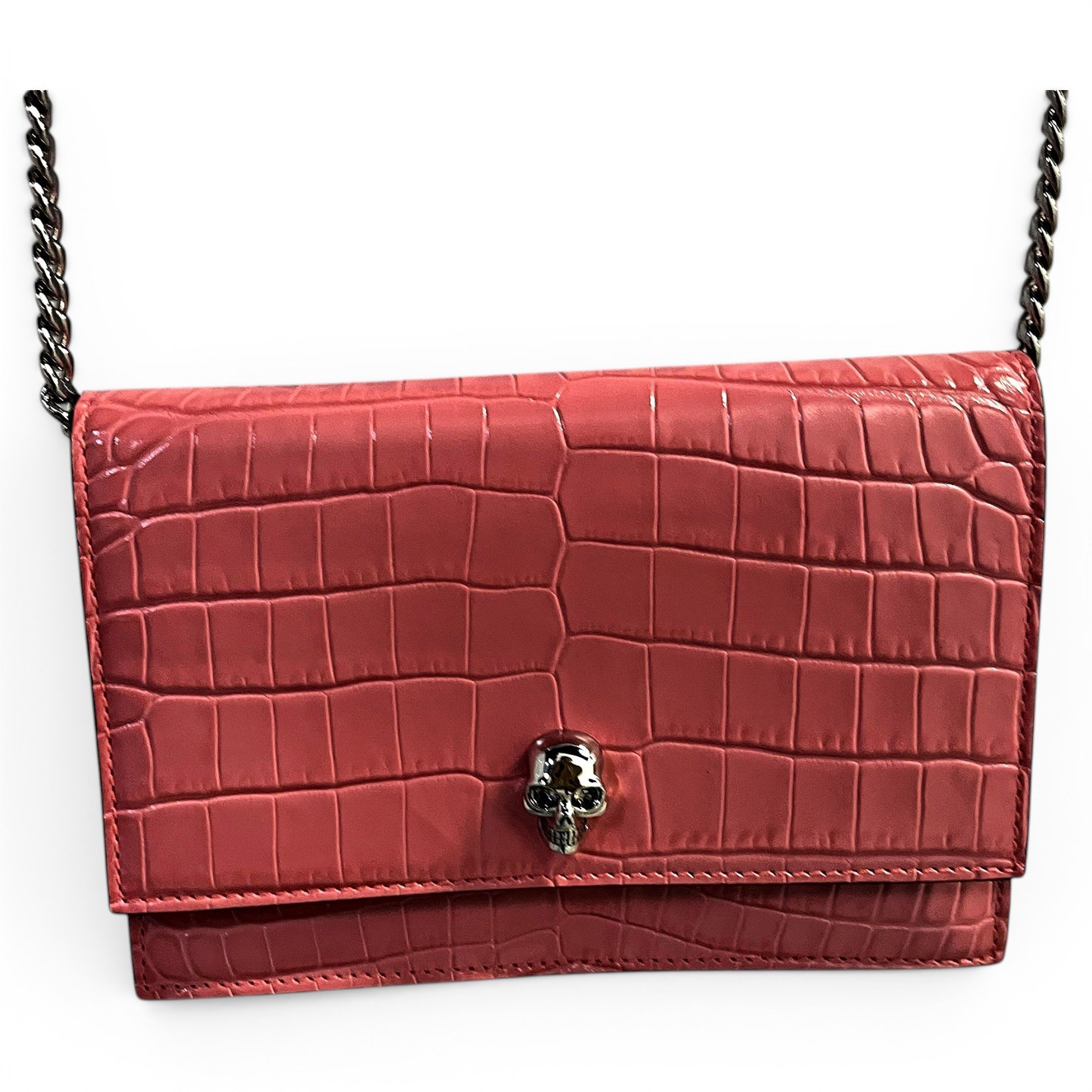 Skull leather crossbody bag