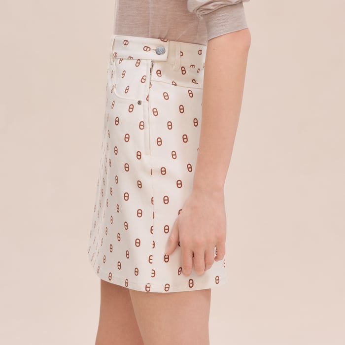 Marron Fauve "Chaine d'Ancre" Denim Miniskirt