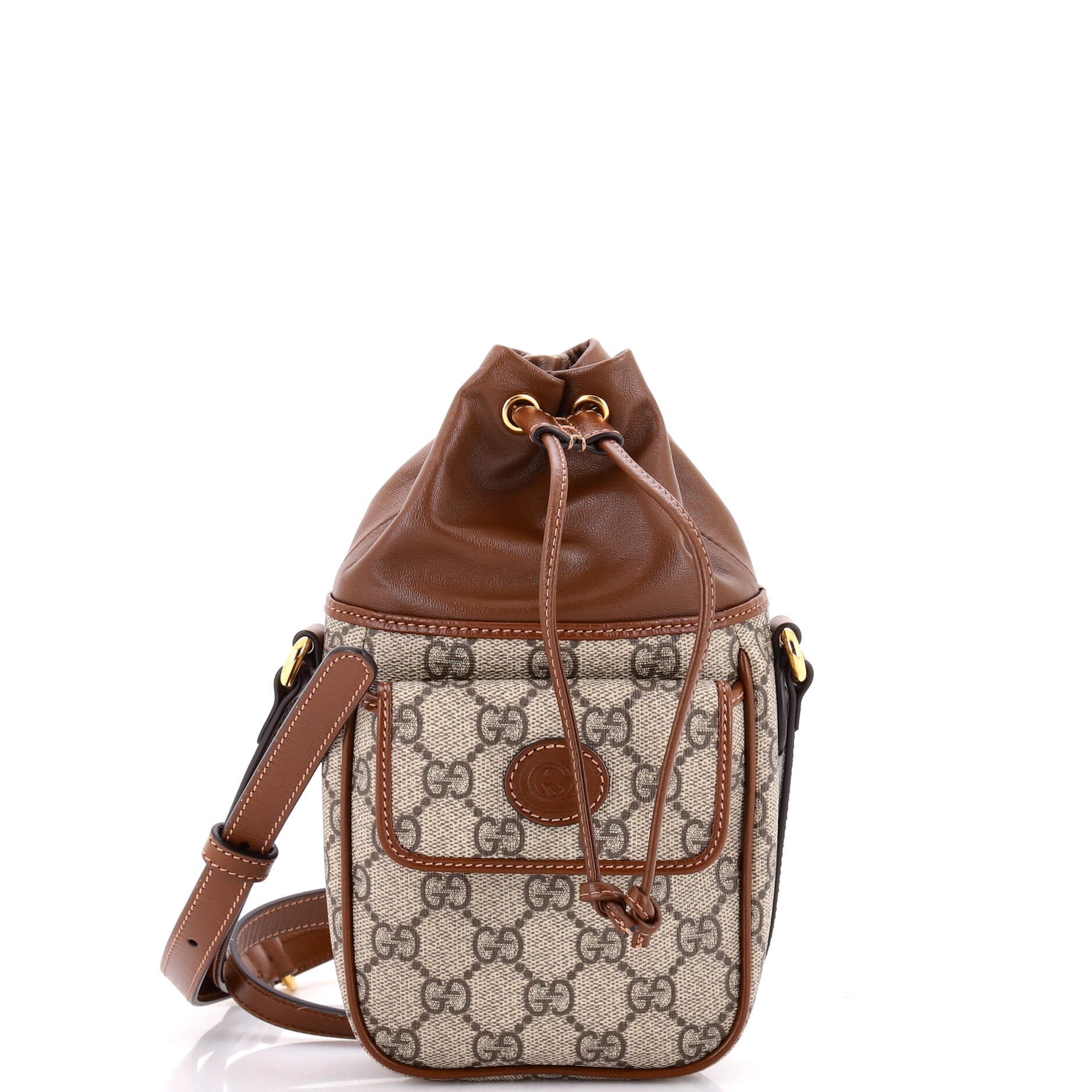 Interlocking G Patch Bucket Bag GG Coated Canvas Mini
