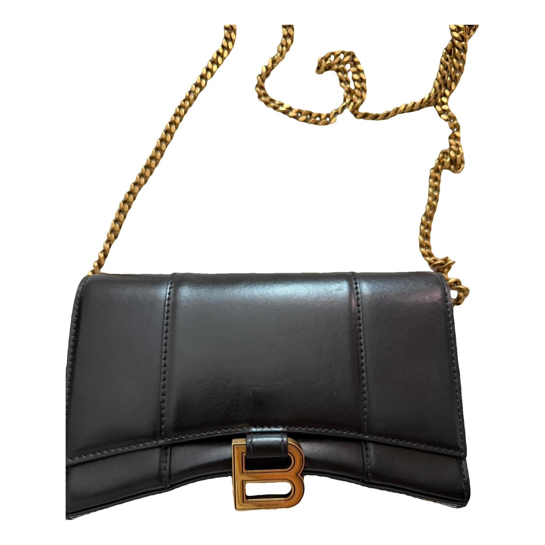 Hourglass leather handbag