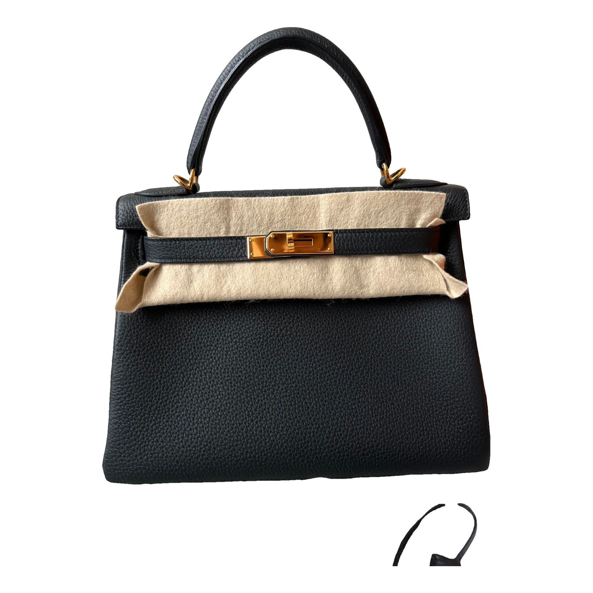 Hermes Kelly 28 Handbag Black Togo Leather 2023