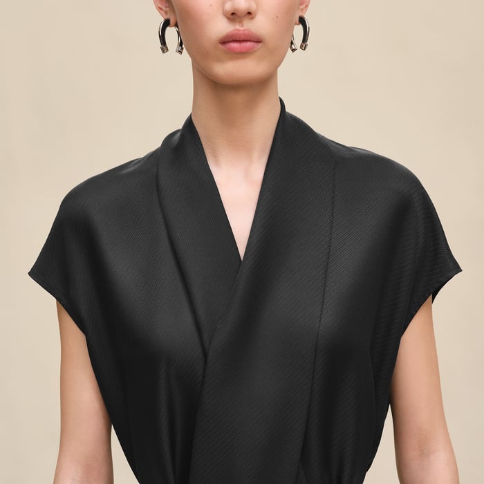 Noir Ascot Collar Dress