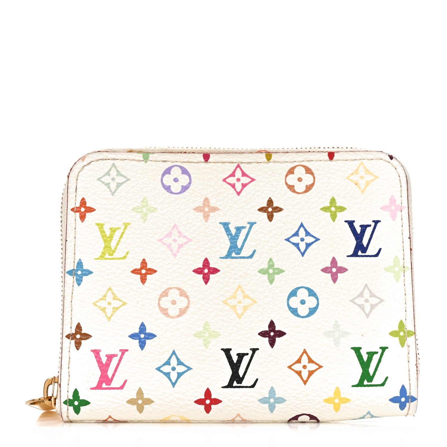 Louis Vuitton Monogram Multicolor Zippy Coin Purse Wallet White Litchi