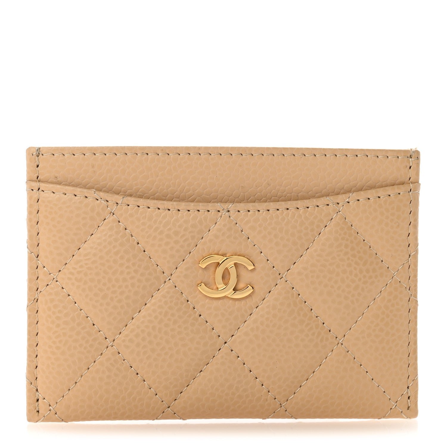 Chanel Caviar Quilted Card Holder Beige