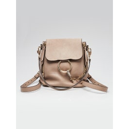 Chloe Chloe Motty Grey Leather/Suede Small Faye Backpack Bag