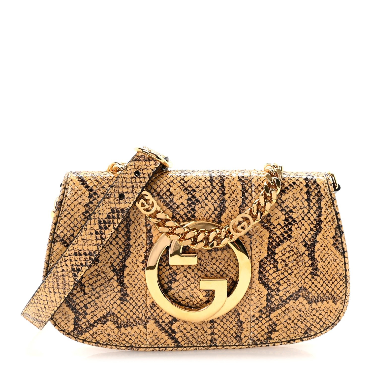 Gucci Gucci Roxy Snakeskin Blondie Chain Shoulder Flap Bag Roccia