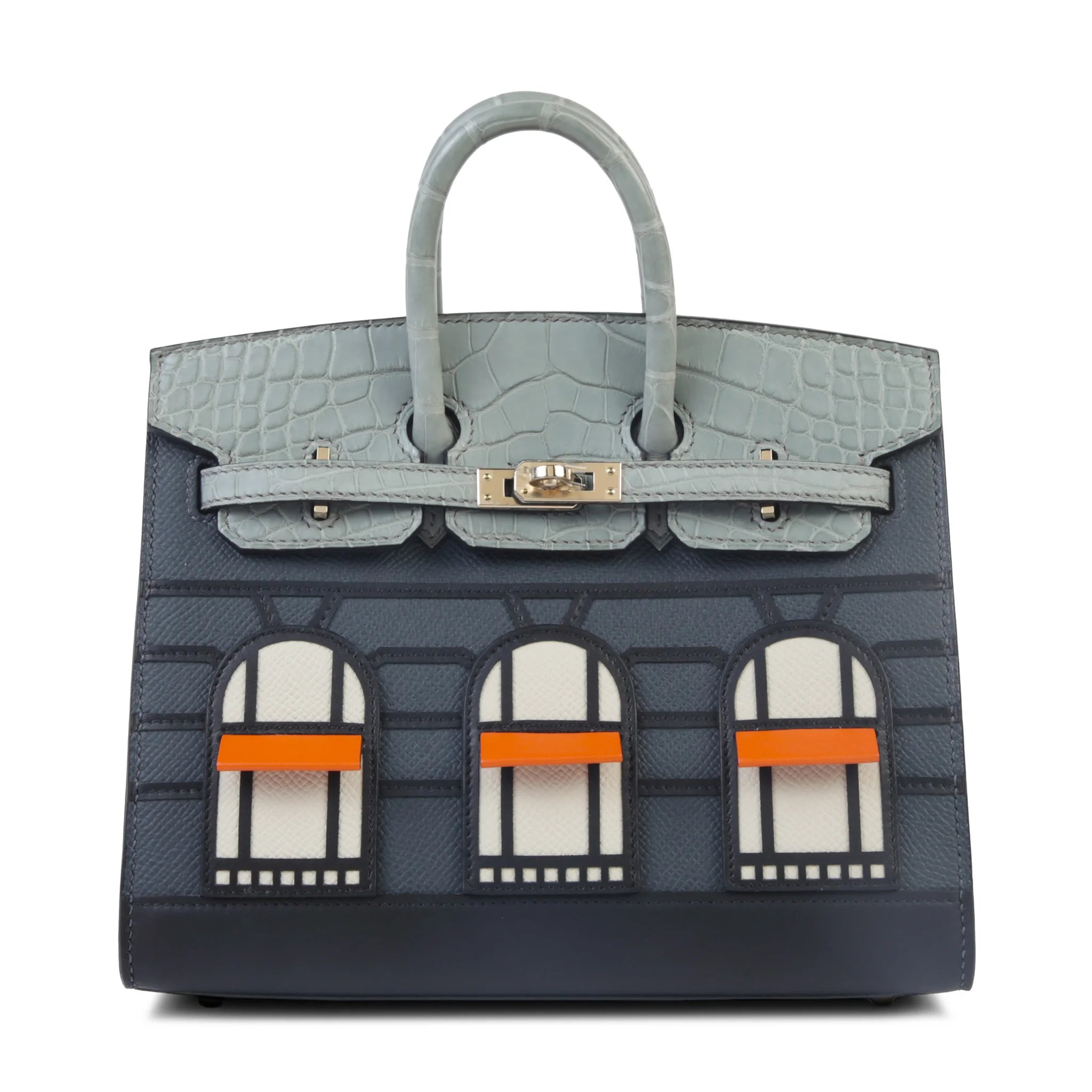 Unused ( Rank NS ) HERMÈS Limited Edition Birkin Faubourg 20 Rainy Days Gris Ciment (0V) Gris misty (H0) Matte Alligator Epsom Permabrass hardware W (2024)