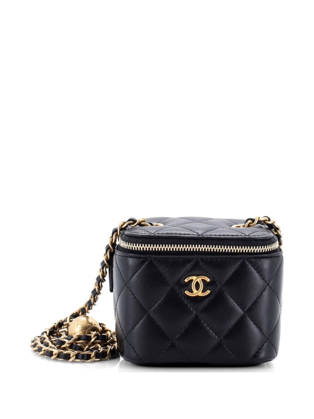 Pearl Crush Vanity Case with Chain Quilted Lambskin Mini clutch bag