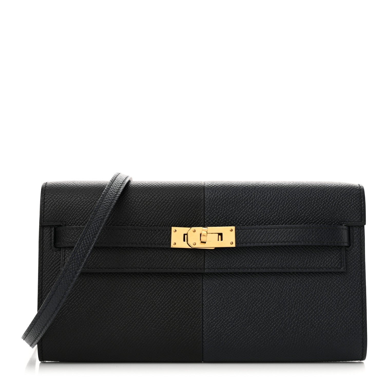 Hermes Epsom Casaque Kelly Wallet To Go Black Bleu Indigo Bleu Frida