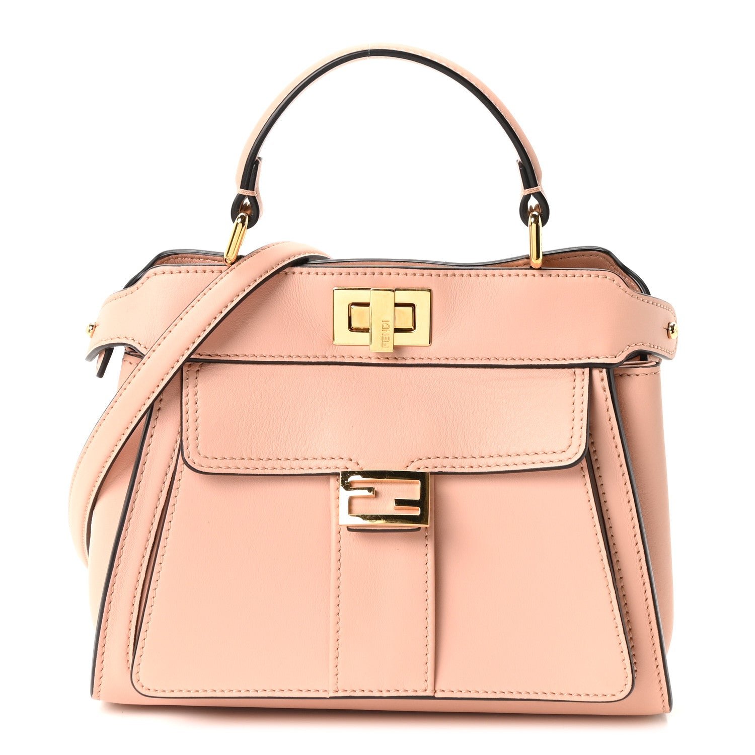 Fendi Nappa Pocket Mini Peekaboo Iconic Satchel Baby Pink