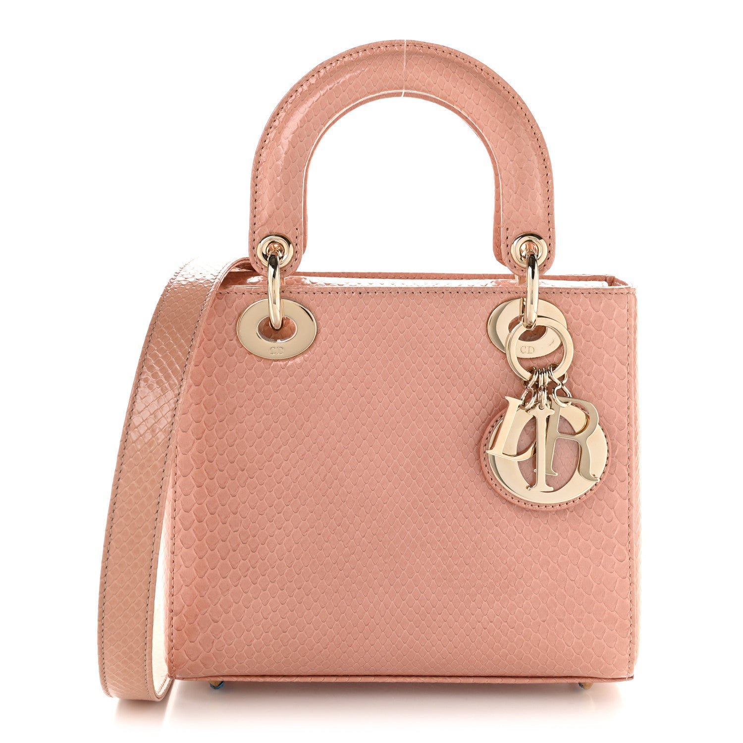 Christian Dior Snakeskin Small Lady Dior Pink