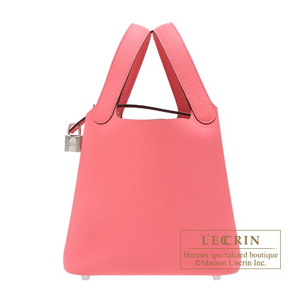 Hermes Picotin Lock bag 18/PM Rose azalee Clemence leather Silver hardware