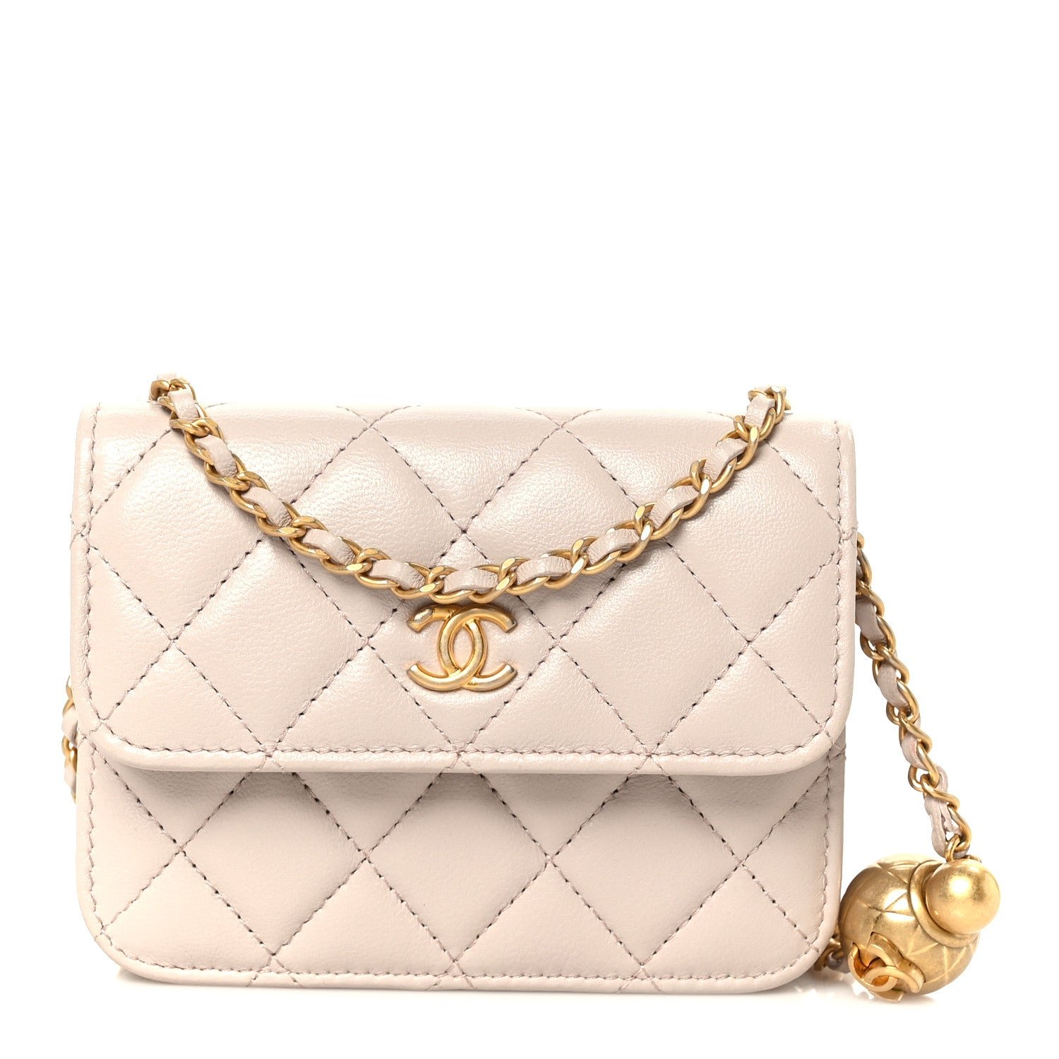 Chanel Lambskin Quilted Pearl Crush Clutch With Chain Light Purple