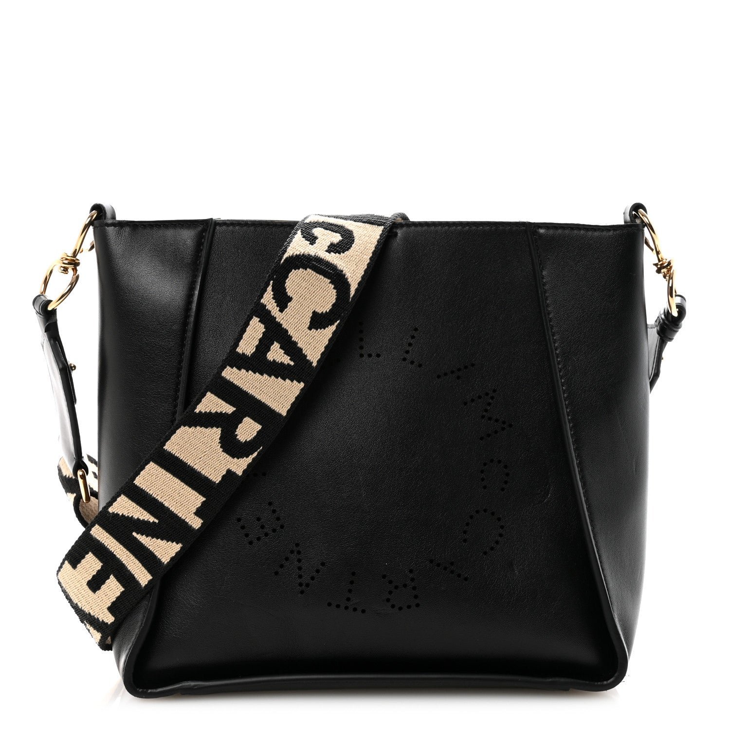 Stella McCartney Stella McCartney Eco Alter Nappa Perforated Logo Mini Crossbody Black