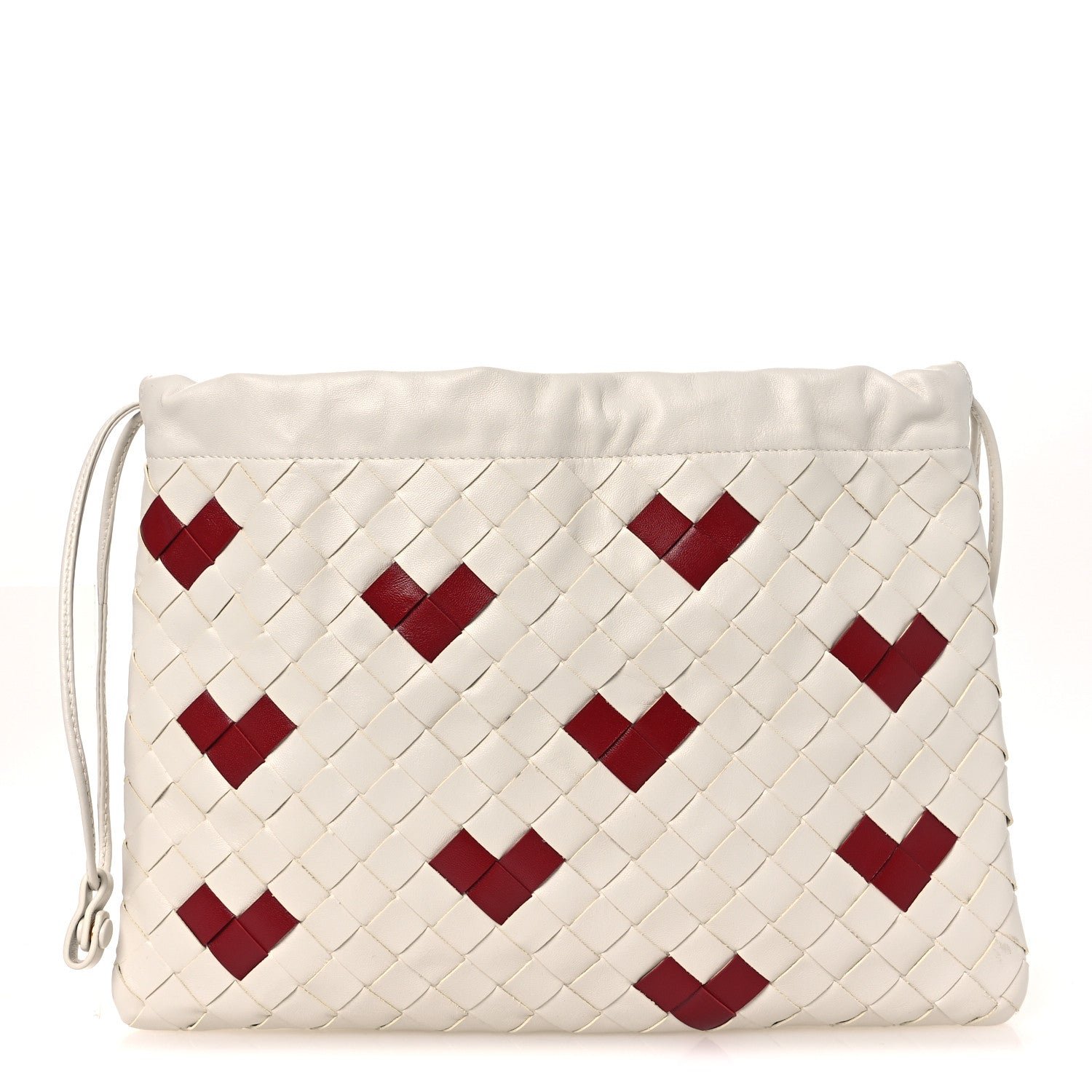 Bottega Veneta Nappa Intrecciato Heart Medium Dustbag White Dark Red