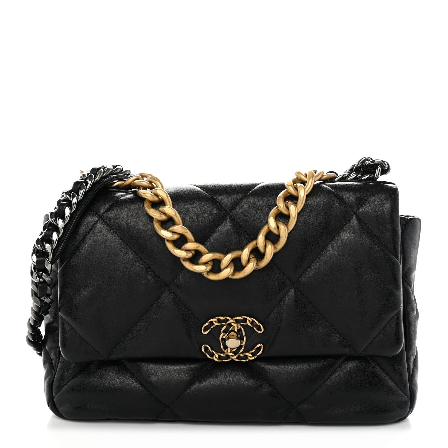 Chanel Lambskin Quilted Large Chanel 19 Flap Black