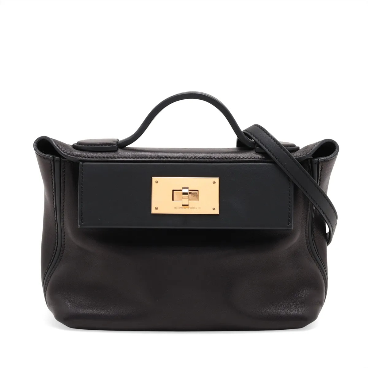 Hermès sacks Le Vingt Cuatre 24/24 mini 21 Vaud Volupte Black Gold Metal Fitting