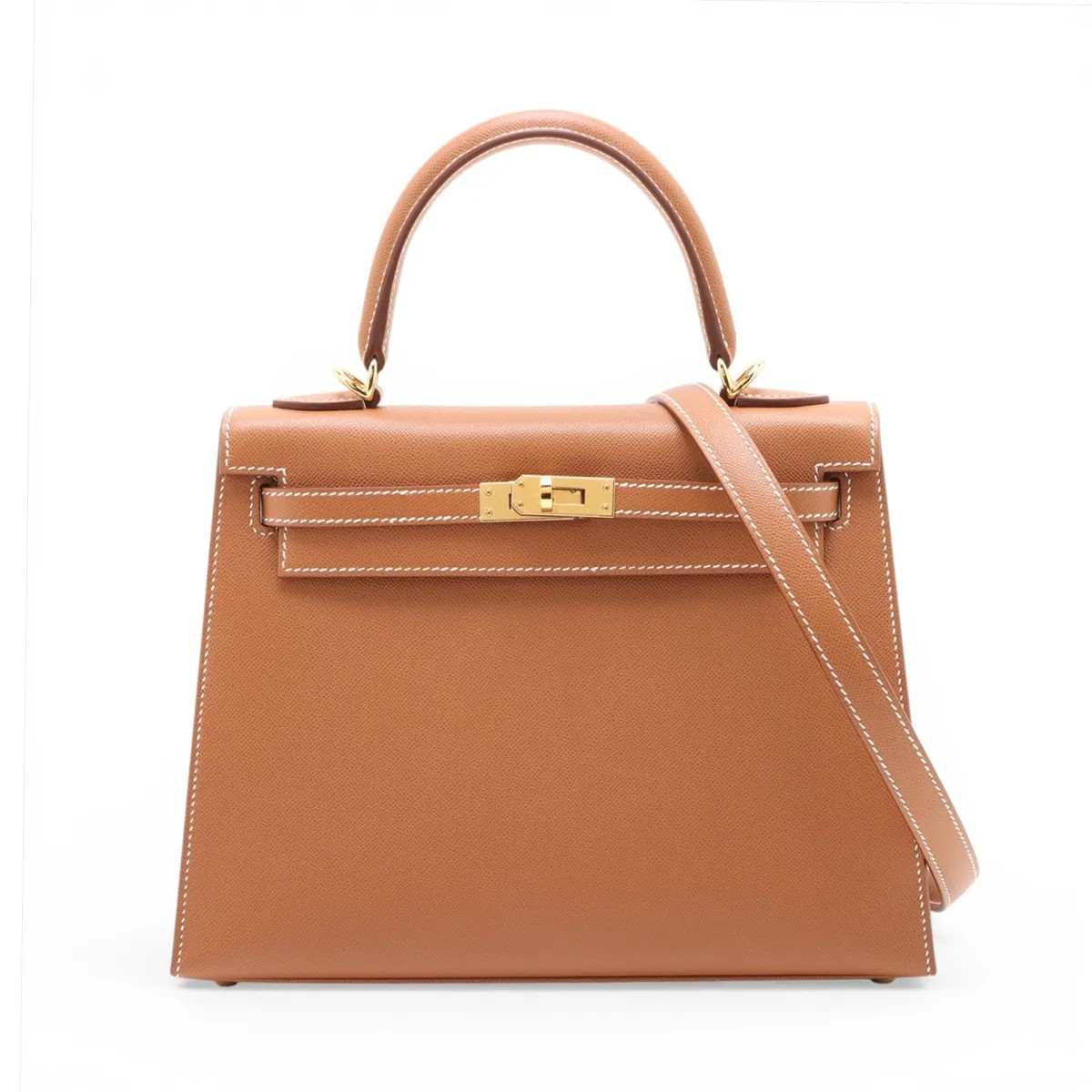 Hermès Kelly 25 Serie Veau Madame Gold Gold Metal Fittings