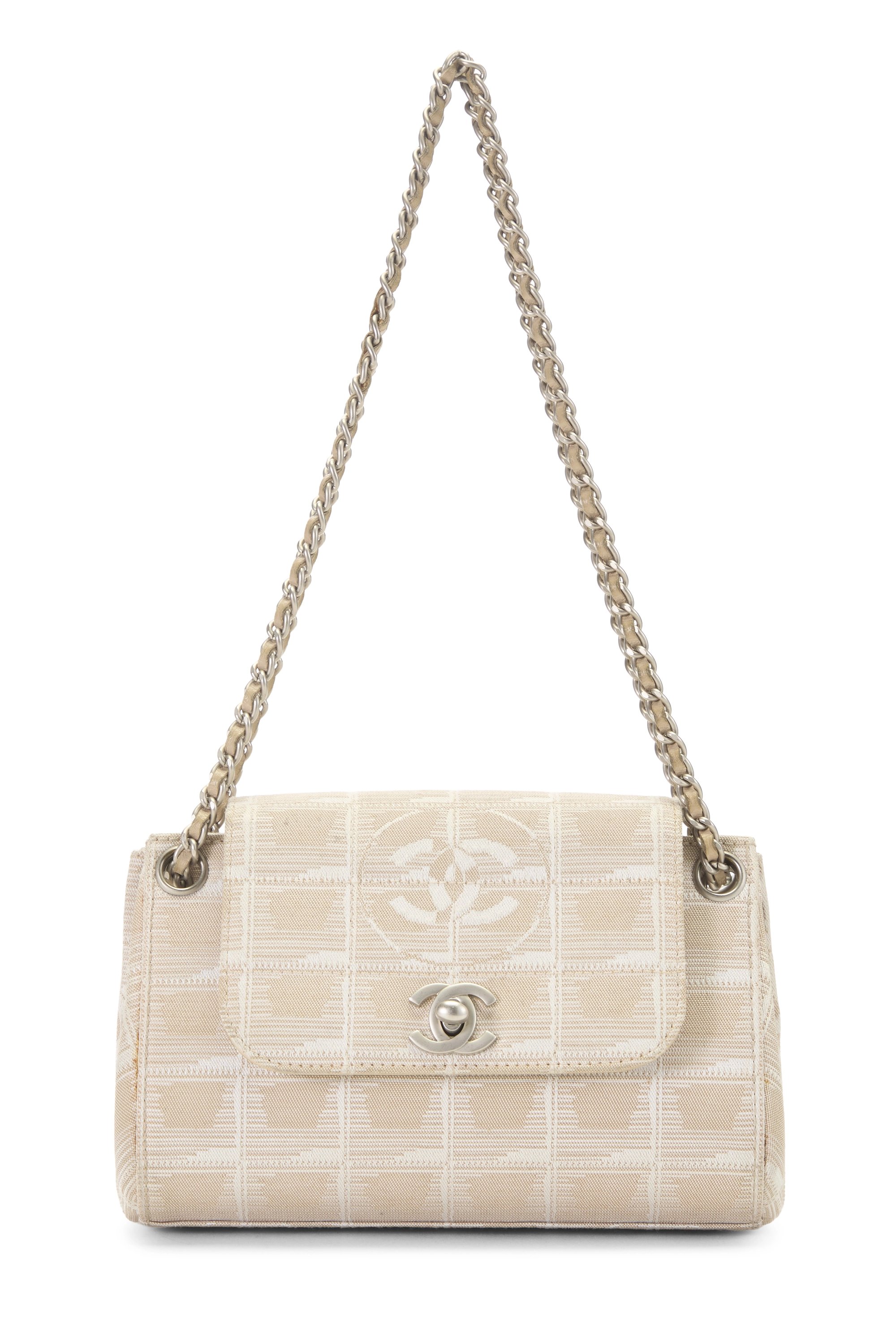 Beige Nylon Travel Line Half Flap Mini