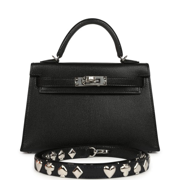 Hermes Hermes "Clou De Coeur" Kelly Sellier 20 Black Chevre Chamkila Palladium Hardware