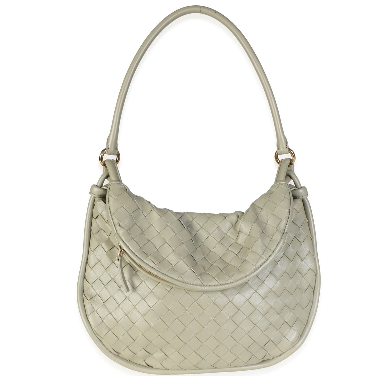 Bottega Veneta Travertine Intrecciato Nappa Medium Gemelli Shoulder Bag