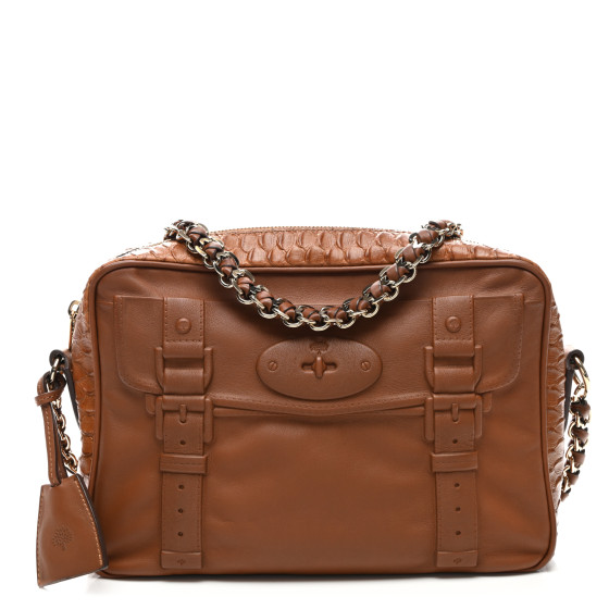 Mulberry Calfskin Silky Snake Print Maisie Bag Oak