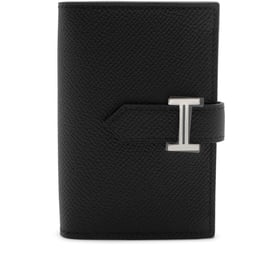 Hermes Black Epsom Bearn Card Holder Palladium Hardware, 2023
