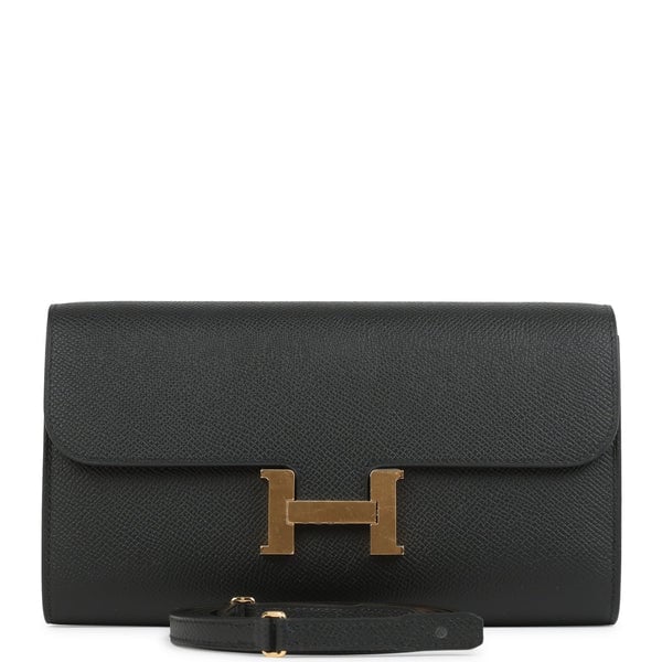 Hermes Hermes Constance Wallet To Go Black Epsom Gold Hardware