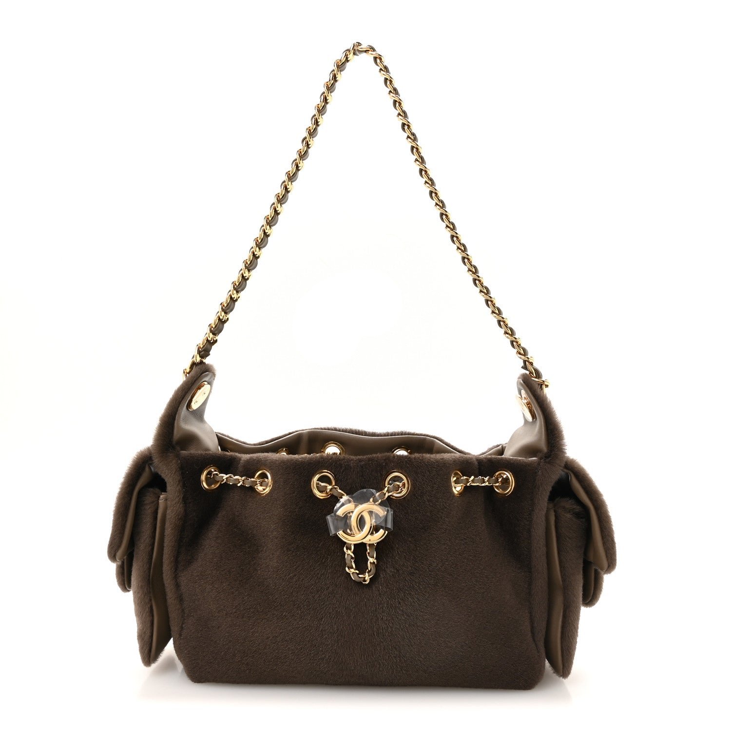 Chanel Pony Hair Mini Chanel 25 Handbag Dark Khaki