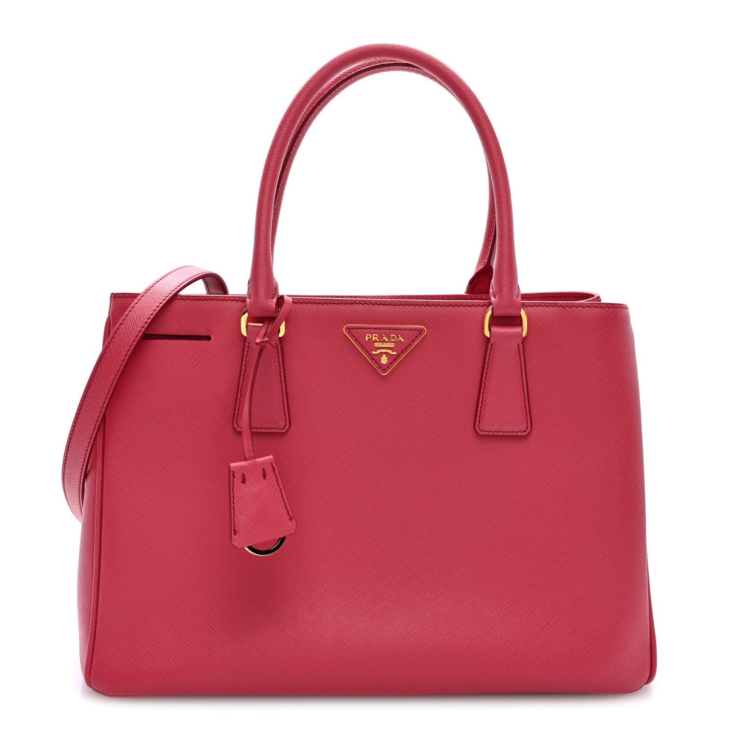 Prada Saffiano Medium Galleria Double Zip Tote Peonia
