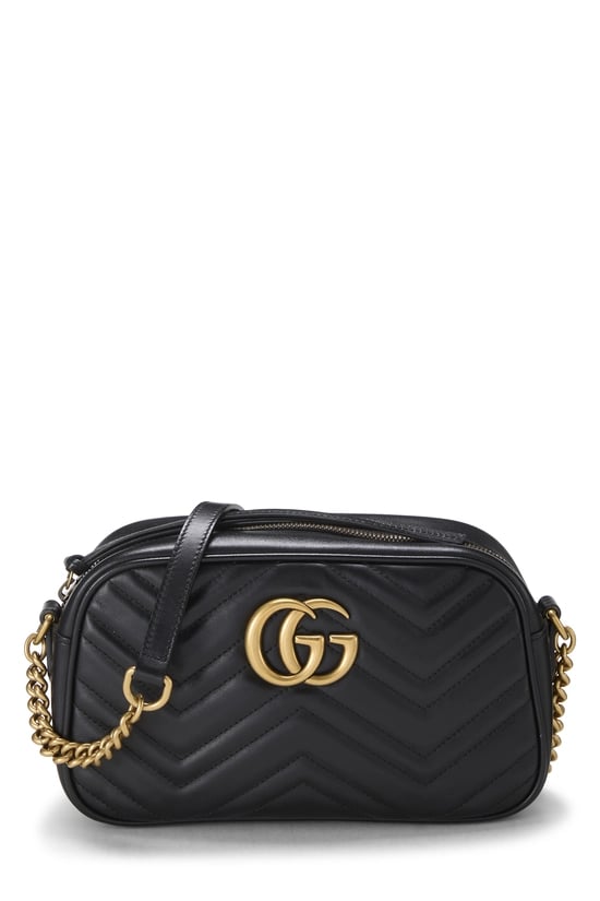 Black Leather GG Marmont Crossbody Bag