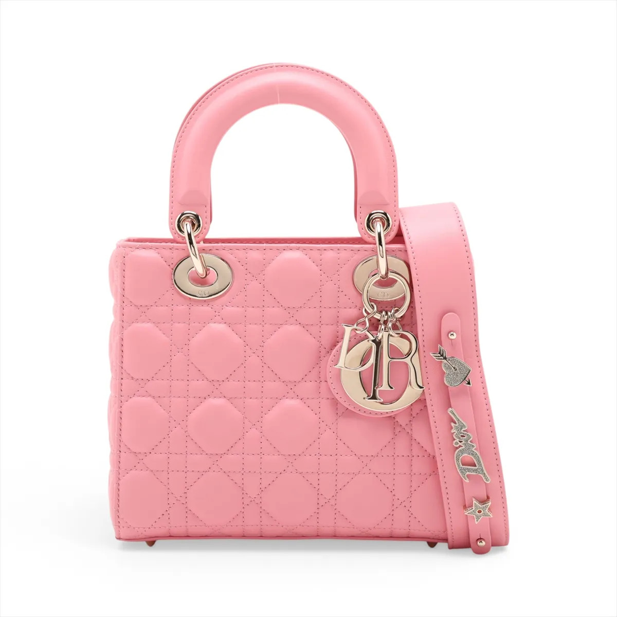 Christian Dior Cannage My Lady Dior Leather 2 Way Handbag Pink