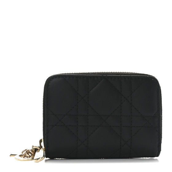 Dior Lambskin Cannage Small Lady Dior Voyageur Coin Purse Black