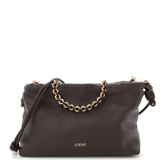 Loewe Mellow Nappa Medium Donut Chain Flamenco Knot Clutch Dark Burgundy