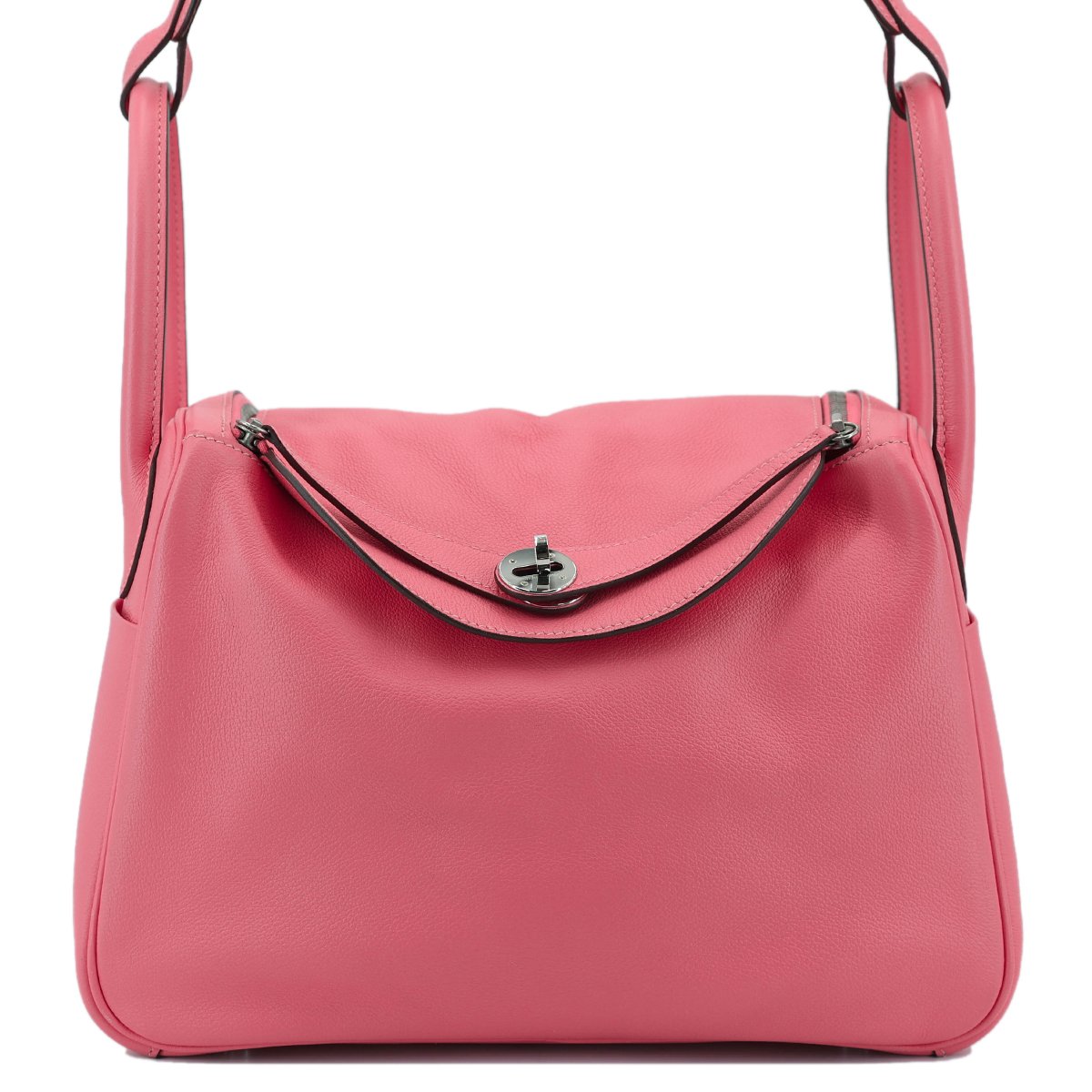 HERMÈS Lindy 30 shoulder bag in Rose Azalee Evercolor leather with Palladium hardware