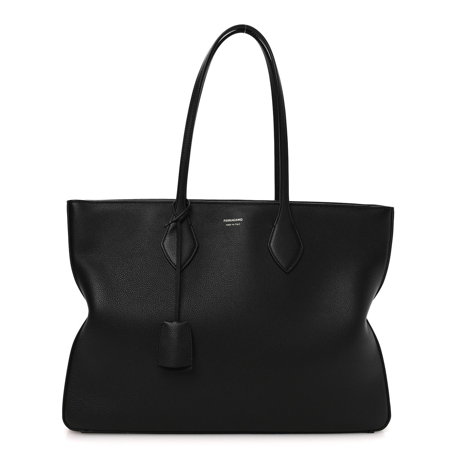 Salvatore Ferragamo Grained Calfskin Large Star Tote Black