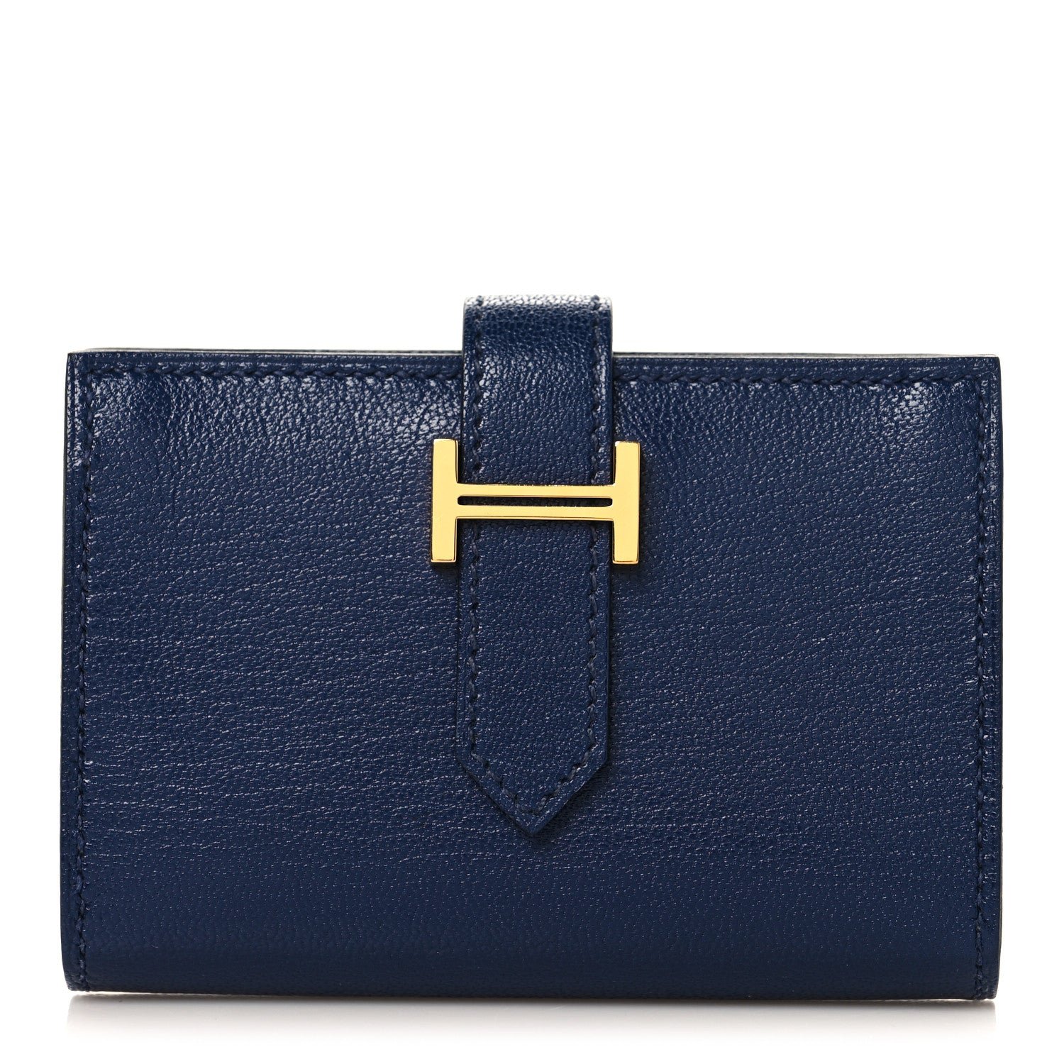 Hermes Hermes Chevre Mysore Mini Bearn Wallet Bleu Saphir